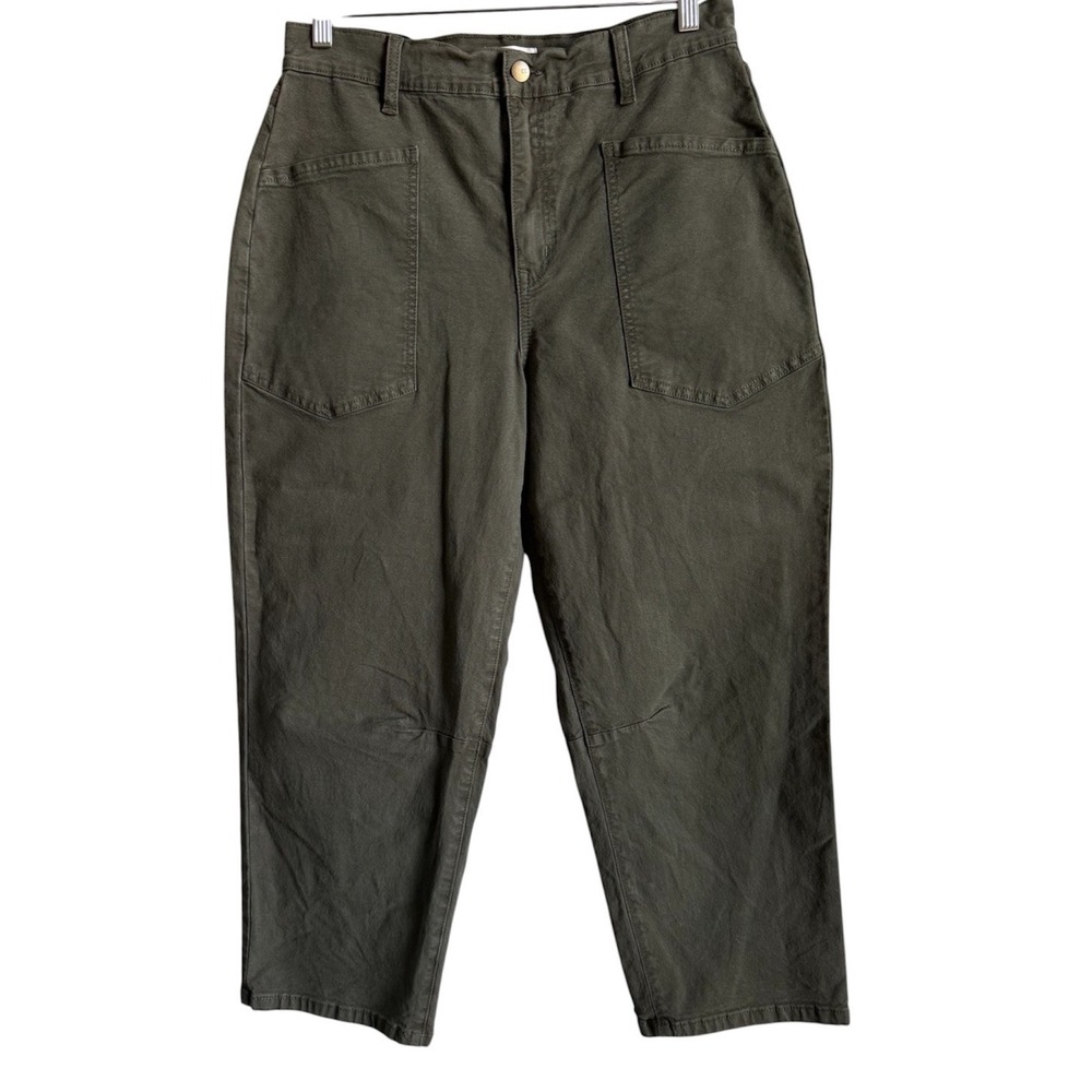 Evereve Cora Utility Barrel Pant Olive Green High Rise Cropped Gorpcore Boho 30